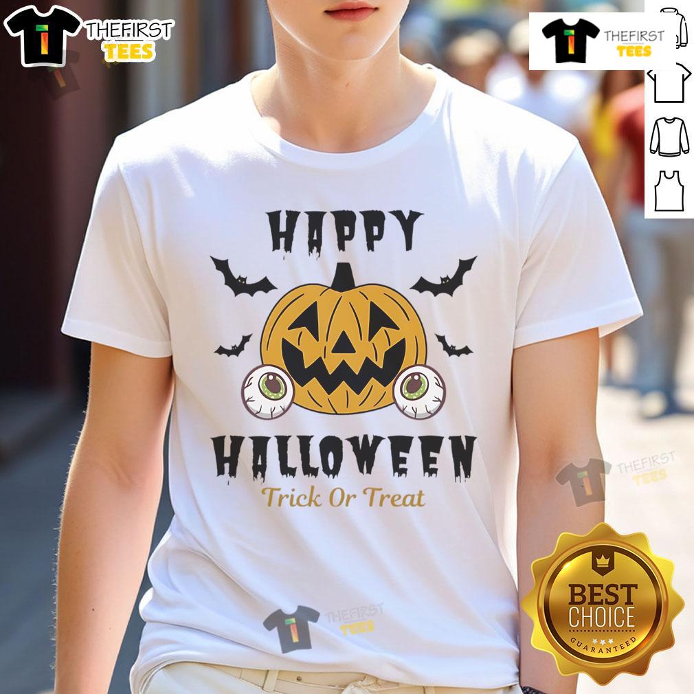 Happy Halloween Trick Or Treat Pumpkin Eyes T Shirt Happy Halloween Trick Or Treat T-Shirt featuring playful pumpkin eyes design, perfect for festive celebrations.