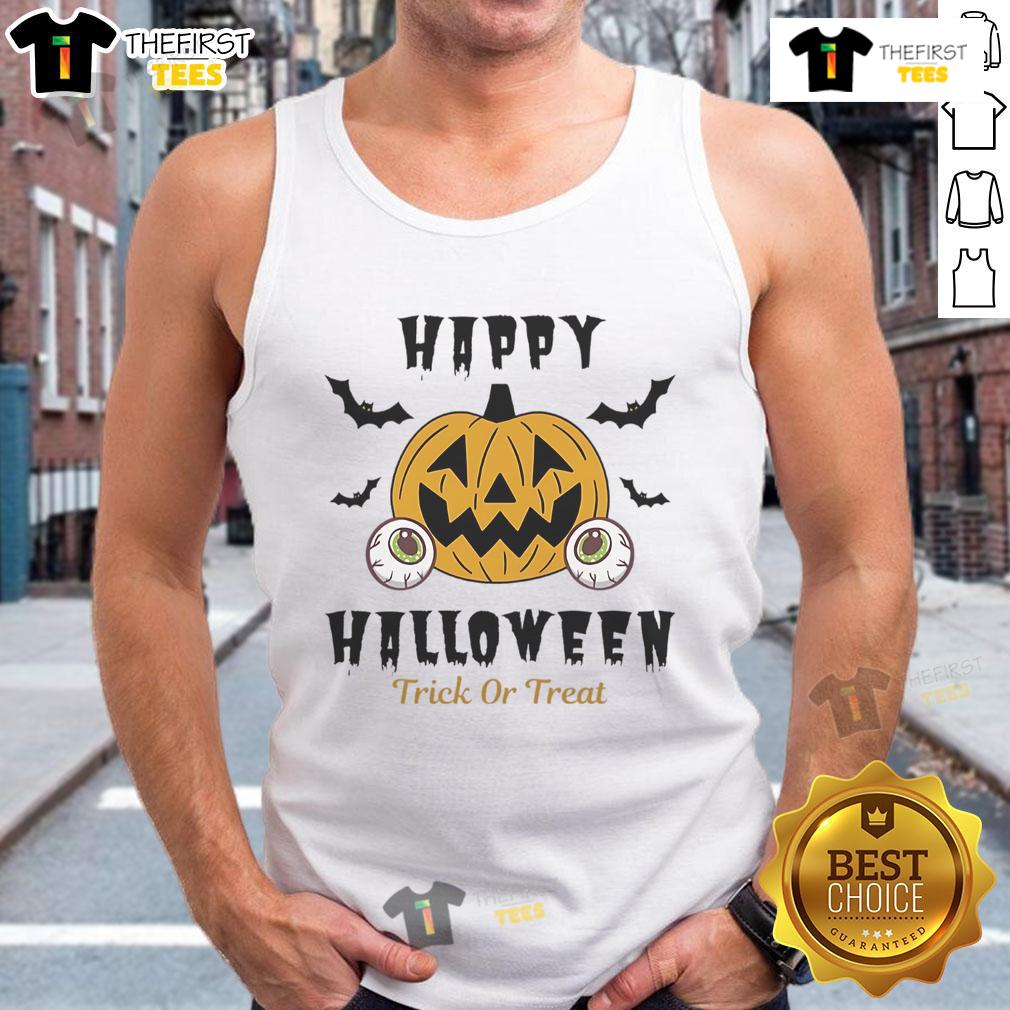 Happy Halloween Trick Or Treat Pumpkin Eyes Tank Top Happy Halloween Trick or Treat tank top featuring playful pumpkin eyes design, perfect for festive celebrations.