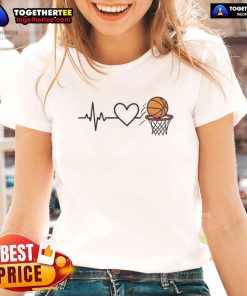 Happy Heart of the Basketball Ladies Tee featuring a vibrant design, perfect for basketball fans and enthusiasts.