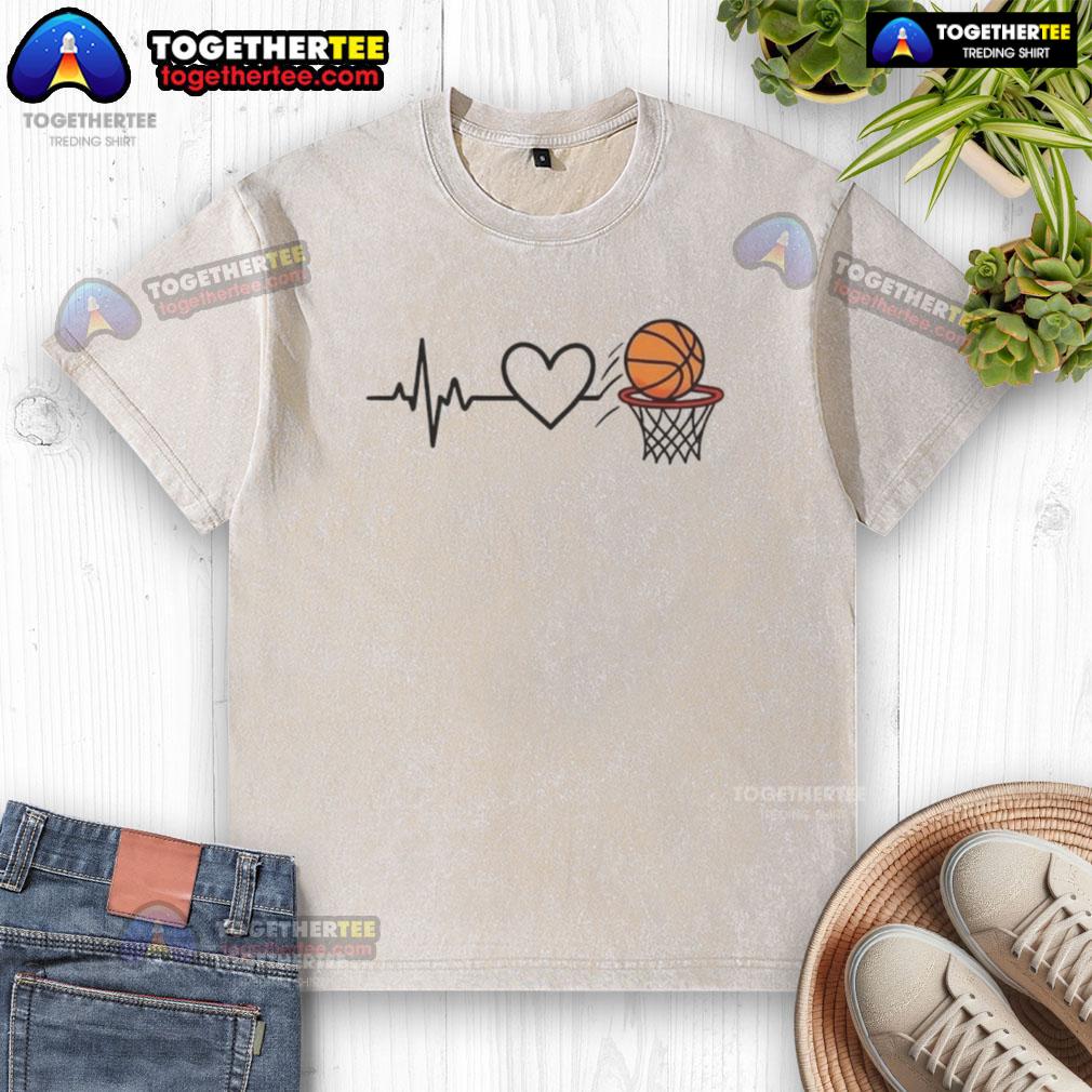 Happy Heart Of The Basketball Washed T Shirt Happy Heart of the Basketball washed t-shirt in vibrant colors, showcasing a fun basketball-themed design.