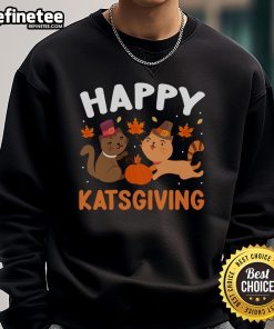 Alt Text: Happy Katsgiving Thanksgiving Pilgrim Cats Fall Sweatshirt featuring cute cats in festive attire for autumn celebrations.