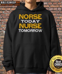 Happy Norse Today Nurse Tomorrow Hoodie featuring a bold, inspirational design perfect for nurses and healthcare professionals.