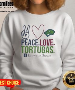 Happy Peace Love Tortugas brown sweatshirt featuring a stylish design, perfect for casual wear and turtle lovers.