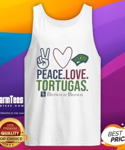 Happy Peace Love Tortugas Brown Tank Top showcasing a stylish design perfect for casual summer wear.