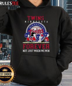 Happy Peanuts Charlie Brown and Snoopy on Minnesota Twins baseball hoodie, celebrating fandom forever, not just when we win.