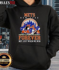 Happy Peanuts Charlie Brown and Snoopy on New York Mets baseball hoodie 'Forever, Not Just When We Win.'