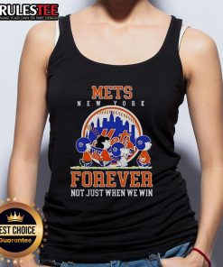 Happy Peanuts Charlie Brown and Snoopy New York Mets baseball tank top, celebrating fandom forever, not just when we win.