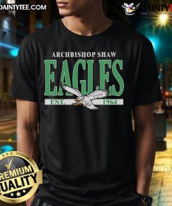 Happy Philadelphia Eagles Archbishop Shaw Eagles Est 1964 T-Shirt featuring vibrant team colors and logo design.