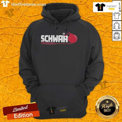 Happy Philadelphia Schwarbomb hoodie displayed on a mannequin, showcasing vibrant colors and trendy design for streetwear.