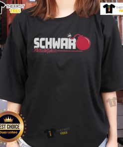 Happy Philadelphia Schwarbomb ladies tee featuring a vibrant design, perfect for casual wear and showing city pride.