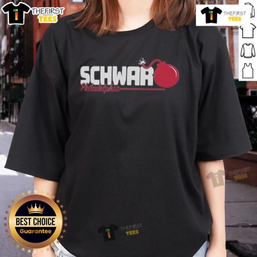 Happy Philadelphia Schwarbomb ladies tee featuring a vibrant design, perfect for casual wear and showing city pride.