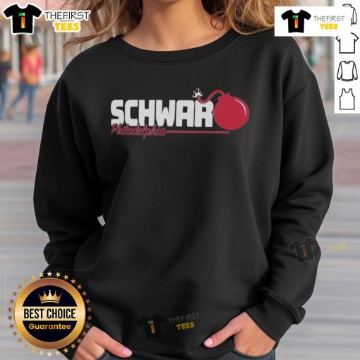 Happy Philadelphia Schwarbomb sweatshirt featuring vibrant colors and a cozy design, perfect for fans and comfort lovers.