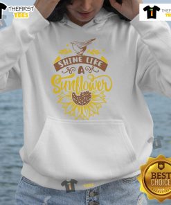 Happy Shine Like A Sunflower Hoodie featuring a vibrant sunflower design, perfect for cheerful casual wear.