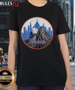 Happy Skyline Forever New York Mets baseball ladies tee with vibrant design showcasing team spirit and style.