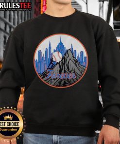 Happy Skyline Forever New York Mets baseball sweatshirt showcasing team spirit with vibrant design and cozy fit.