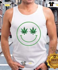 Happy smile cannabis tank top featuring a vibrant design, perfect for casual wear and showcasing a love for cannabis culture.