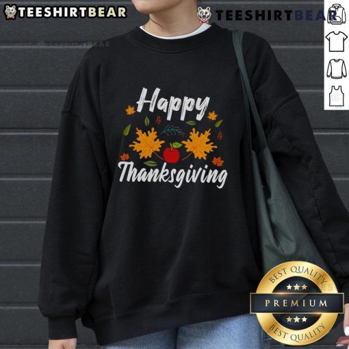 Cozy Happy Thanksgiving sweatshirt featuring festive design and autumn colors, perfect for holiday celebrations.