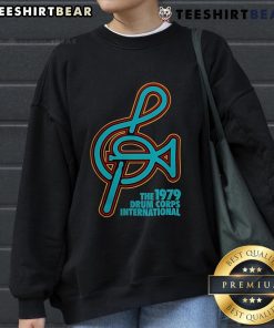 Alt Text: Happy The 1979 Drum Corps International New Sweatshirt featuring vibrant colors and a stylish design for fans.