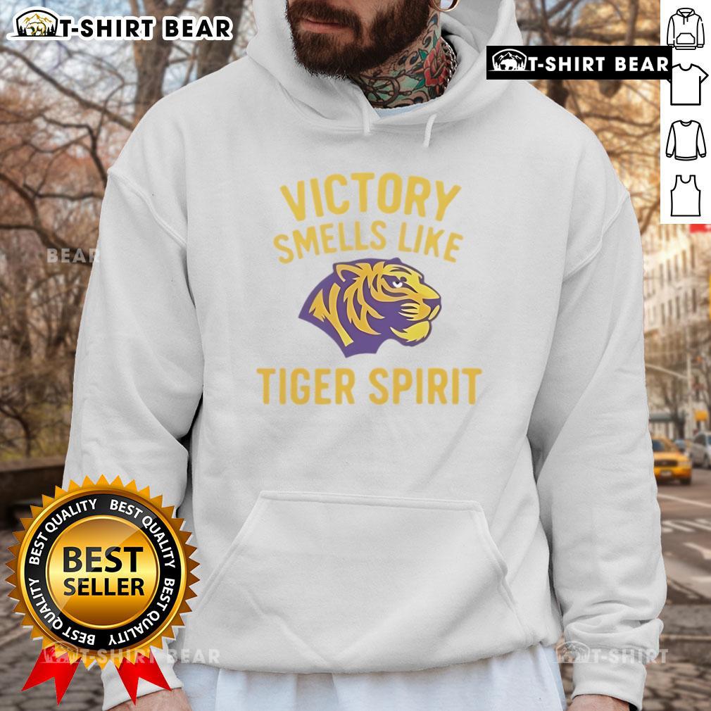 Happy Victory Smells Like Tiger Spirit Hoodie Alt Text: Happy Victory Smells Like Tiger Spirit Hoodie in vibrant colors, showcasing a stylish design for passionate fans.