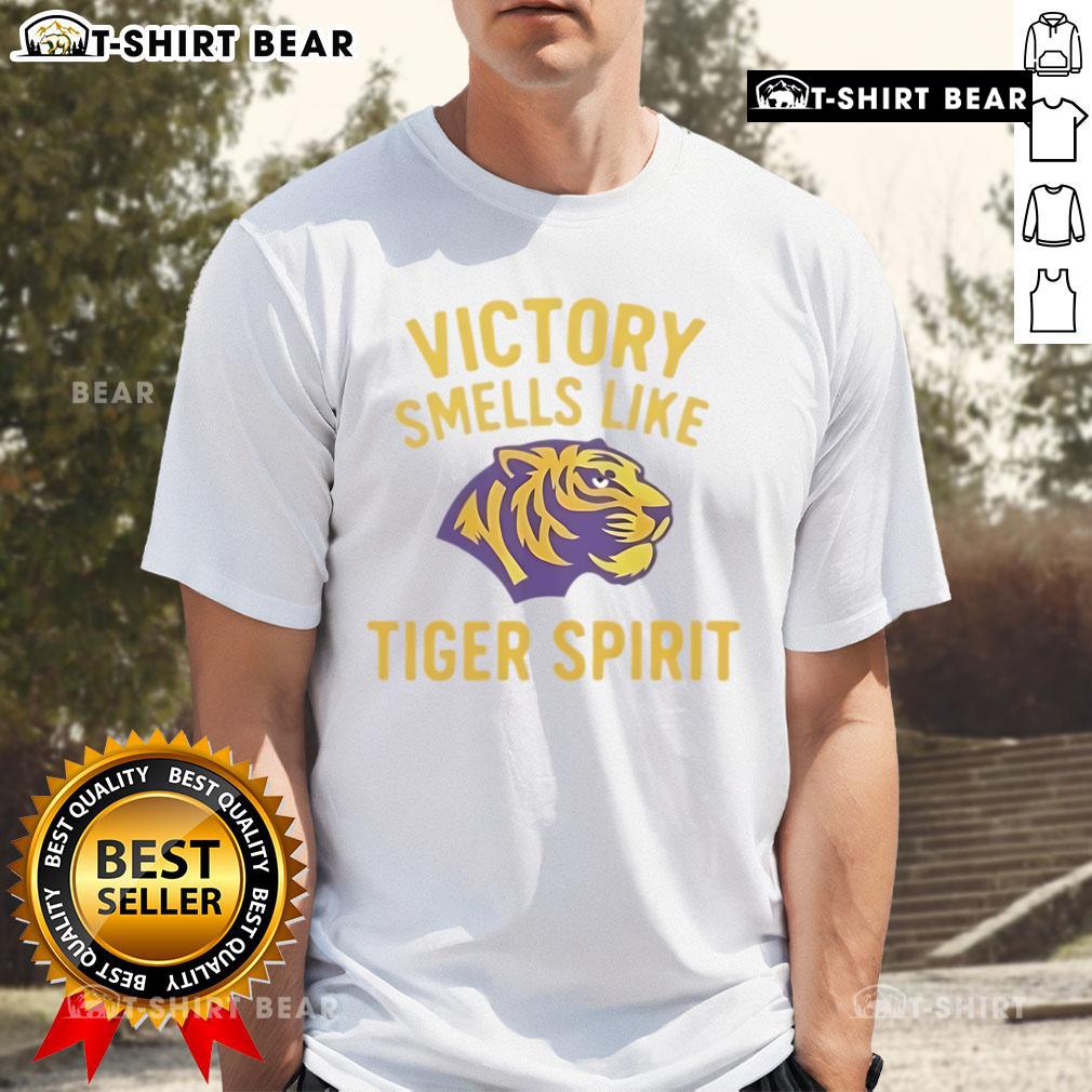 Happy Victory Smells Like Tiger Spirit T Shirt Happy Victory Smells Like Tiger Spirit T-Shirt featuring a vibrant design with a tiger and motivational text.