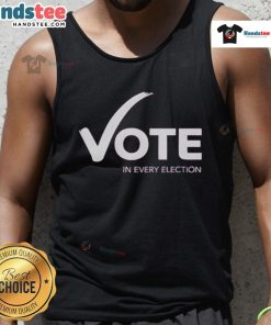 Happy Women's Fund of Omaha Vote in Every Election tank top design featuring vibrant colors and empowering message.