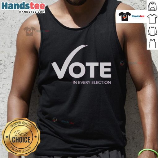 Happy Women's Fund of Omaha Vote in Every Election tank top design featuring vibrant colors and empowering message.
