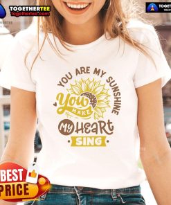 Happy You Are My Sunshine sunflower ladies tee featuring a vibrant sunflower design on a soft fabric.