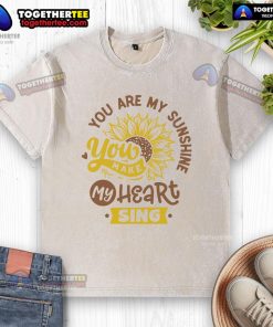 Happy You Are My Sunshine sunflower washed t-shirt in bright yellow, perfect for casual summer outfits and gift ideas.