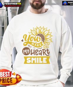 Happy You Make My Heart Smile Sunflower Sweatshirt featuring vibrant sunflower design on a cozy fabric.