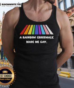Hot A Rainbow Crosswalk Made Me Gay tank top featuring vibrant colors and a playful design celebrating LGBTQ+ pride.