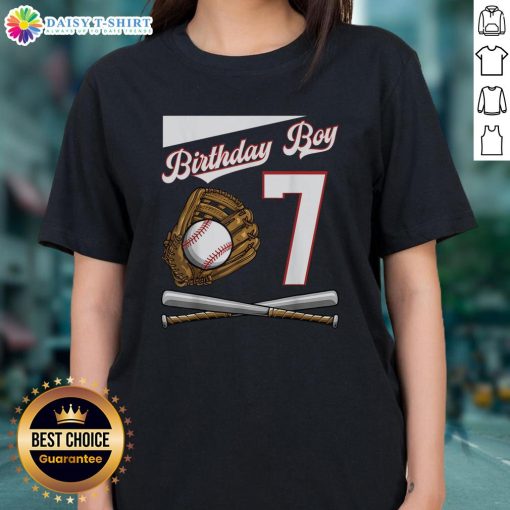 Hot Birthday Boy 7 Baseball Ladies Tee featuring a stylish design perfect for celebrating a birthday in sporty fashion.
