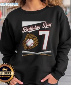 Hot Birthday Boy 7 baseball sweatshirt featuring vibrant graphics, perfect for celebrating a stylish birthday.