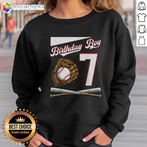 Hot Birthday Boy 7 baseball sweatshirt featuring vibrant graphics, perfect for celebrating a stylish birthday.