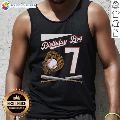 Hot Birthday Boy 7 Baseball Tank Top featuring vibrant colors and sporty design, perfect for birthday celebrations.