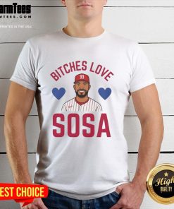 Hot Bitches Love Sosa Philadelphia Phillies T-Shirt featuring a stylish design perfect for baseball fans and trendy outfits.