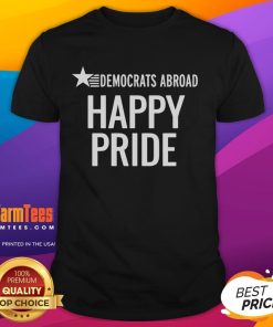 Alt Text: Hot Democrats Abroad Happy Pride T-Shirt showcasing vibrant colors and a festive design celebrating LGBTQ+ pride.