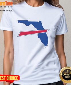 Hot Florida Buffalo Bills logo ladies tee showcasing vibrant team colors, perfect for fans in warm weather.