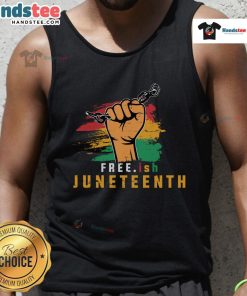 Stylish Hot Free.ish Juneteenth tank top featuring vibrant colors and celebratory design, perfect for Juneteenth celebrations.