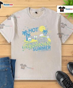 Hot Glyphosate Summer washed t-shirt featuring a vibrant design, perfect for casual summer outings and eco-conscious fashion.