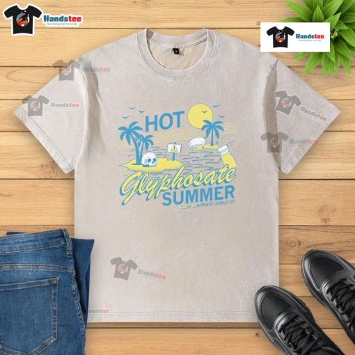 Hot Glyphosate Summer washed t-shirt featuring a vibrant design, perfect for casual summer outings and eco-conscious fashion.