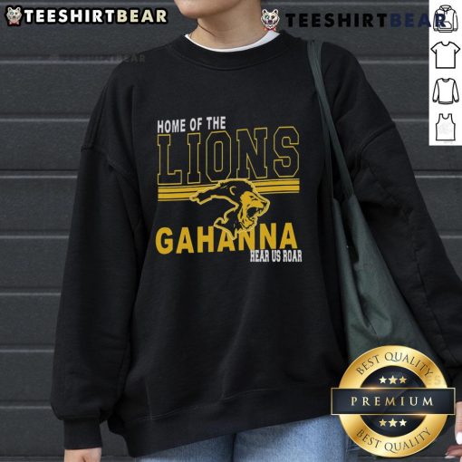 Cozy 'Hot Home of the Lions Gahanna Hear Us Roar' sweatshirt in vibrant colors, perfect for school spirit and comfort.