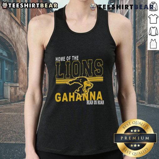 Hot Home of the Lions Gahanna Hear Us Roar tank top in vibrant colors, perfect for school spirit and sports events.
