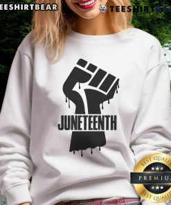 Hot Juneteenth Black Fist Sweatshirt featuring a bold design celebrating Black pride and freedom.