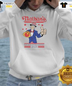 Hot Nathan's Famous Hot Dog Eating Contest 4th of July 2025 hoodie featuring vibrant graphics and festive design.