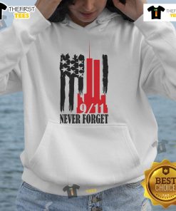 Hot Never Forget September 11 Twin Towers Hoodie featuring iconic skyline design in memory of the historic event.