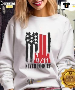 Hot Never Forget September 11 Twin Towers sweatshirt featuring iconic skyline design and tribute to resilience.