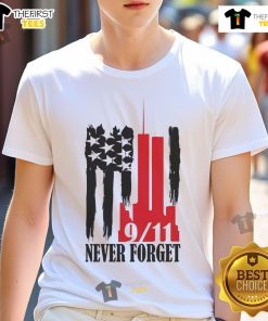 Hot Never Forget September 11 Twin Towers T-Shirt featuring a patriotic design honoring the Twin Towers and remembrance.