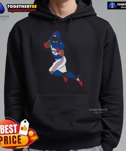 Alt Text: Saquon Barkley in a stylish hoodie, showcasing the latest New York football fashion for fans and athletes alike.