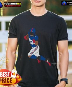 Saquon Barkley T-Shirt featuring the New York football running back in action, perfect for fans and sports enthusiasts.