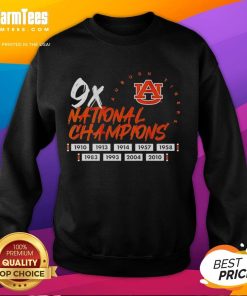 Alt Text: Auburn Tigers football logo sweatshirt celebrating nine-time national champions, perfect for fans and alumni.